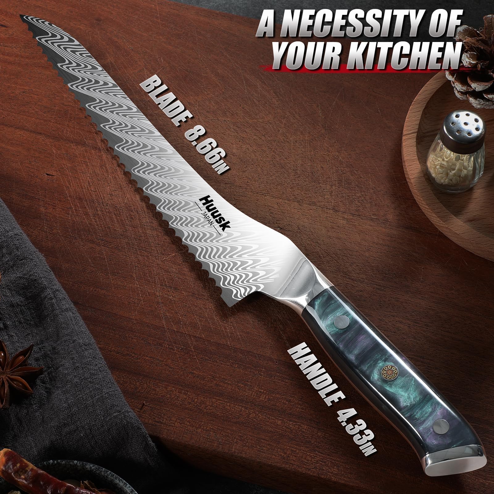 Huusk cuchillo de pan en elegante empaque, regalo práctico.