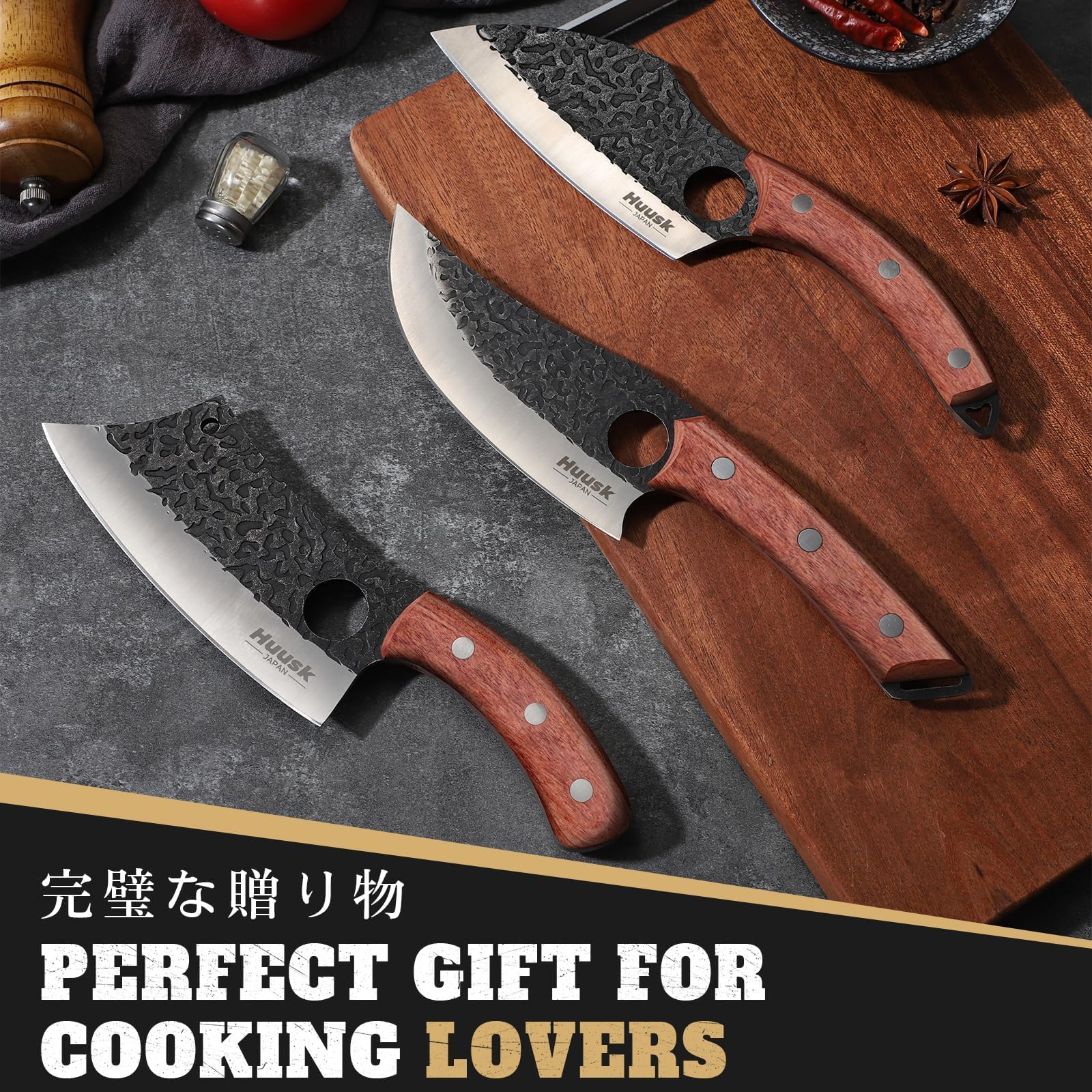 Huusk cuchillo chef japonés de 6,2 pulgadas para cortar verduras con precisión.