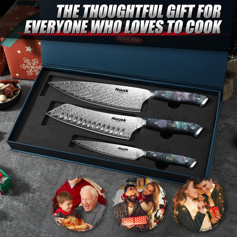 Huusk cuchillo chef japonés de alta precisión para carnes y verduras.