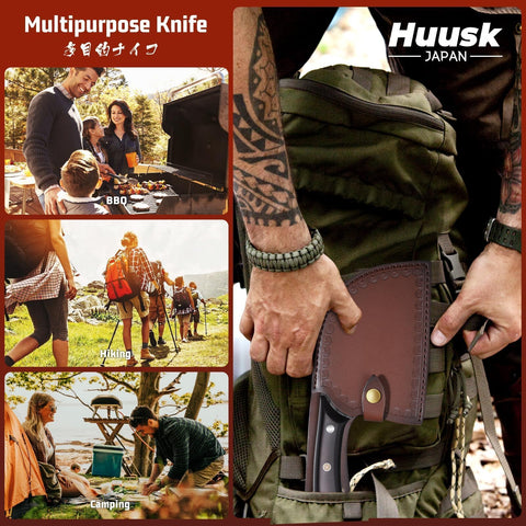 Huusk Cuchillo Chef Serbio Mejorado, uso exterior para parrilla y camping.