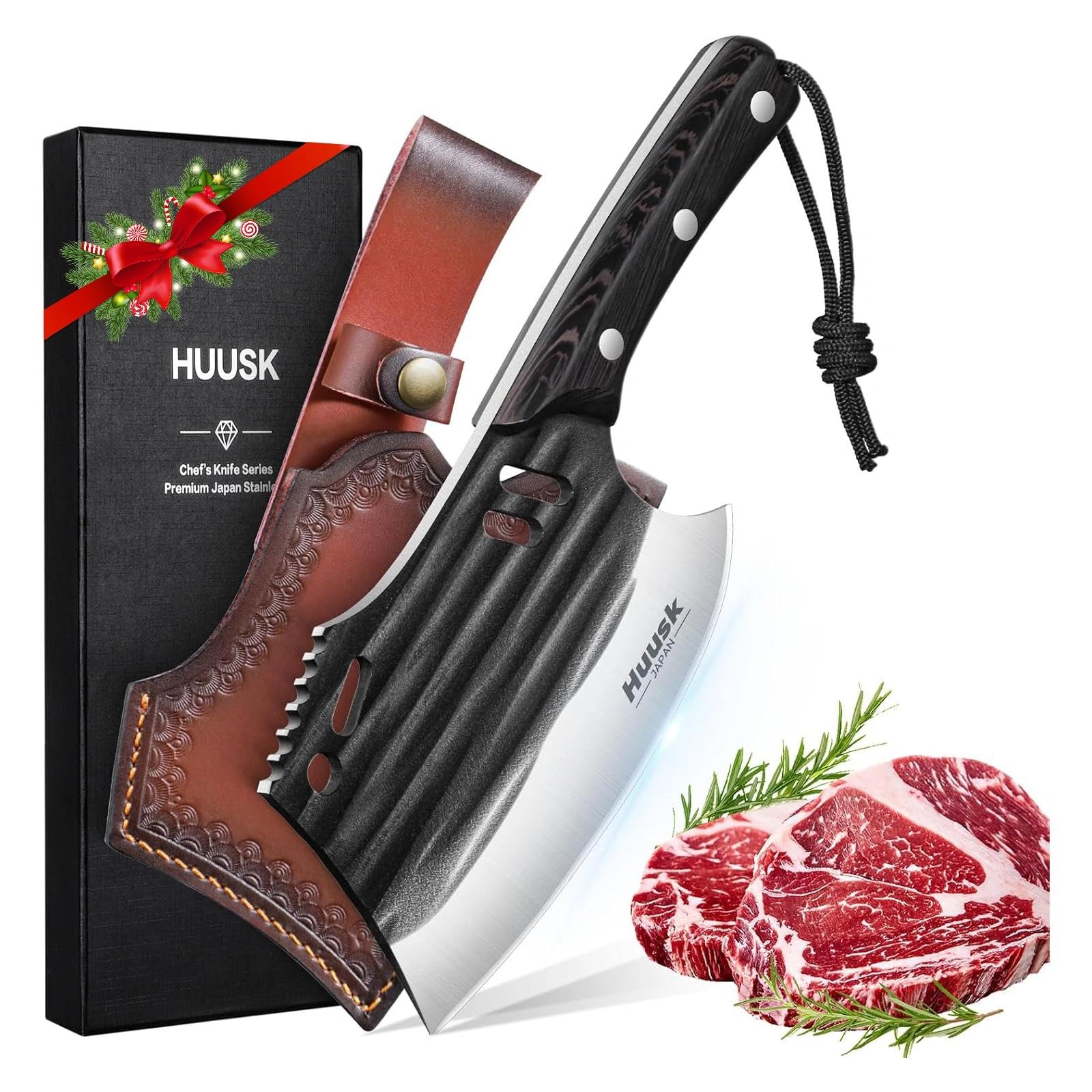 Huusk cuchillo para carne con funda, ideal para cortes precisos