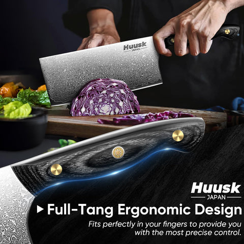 Huusk cuchillo Damascus 7 pulgadas, patrón damasco distintivo añade elegancia