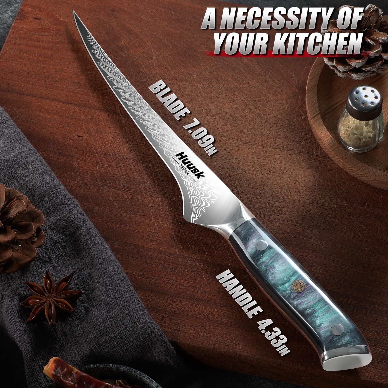 Huusk Cuchillo Filetear 7 pulgadas, caja regalo premium