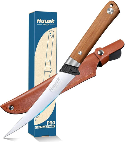 Huusk Cuchillo filetear pescado 6 pulgadas, equilibrado y cómodo para fileteado