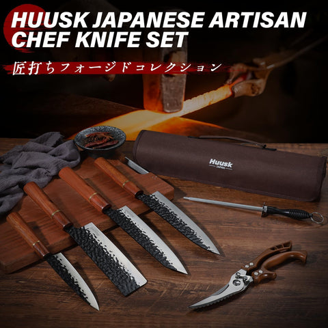 Huusk gyuto de acero alto carbono, filo profesional para cortes precisos.