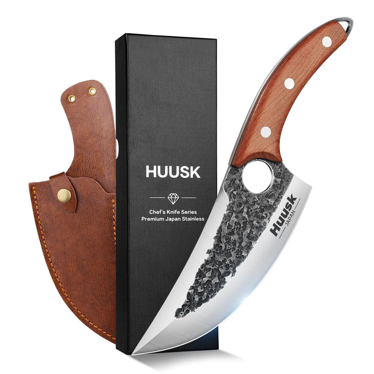 Huusk cuchillo japonés, hoja de 7-09 pulgadas para cortes precisos en la cocina.
