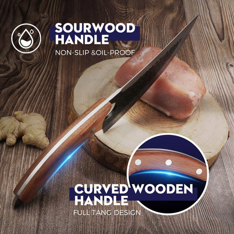 Huusk cuchillo japonés, versatilidad en carne y verduras, resultados consistentes en cada corte.