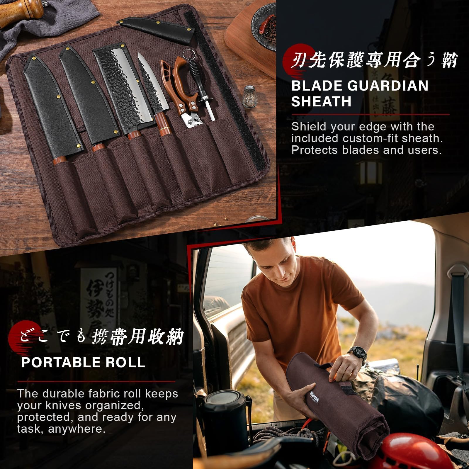 Huusk nakiri para verduras, precisión en rebanadas limpias.