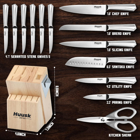 Cuchillo Huusk panero de 7,6 pulgadas con borde dentado para rebanar pan.