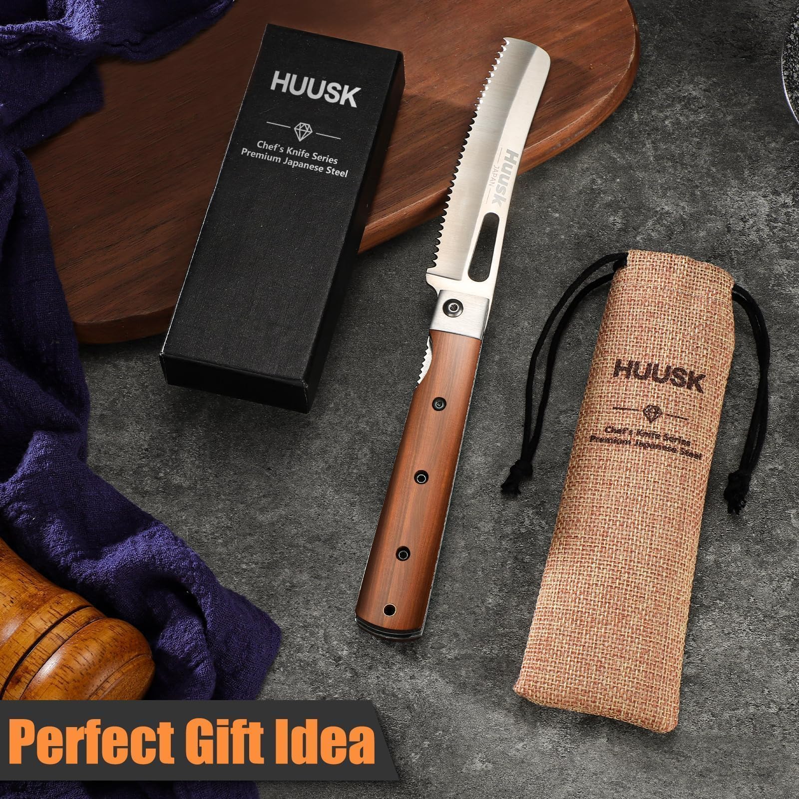 Huusk cuchillo portátil perfecto para camping y viajes