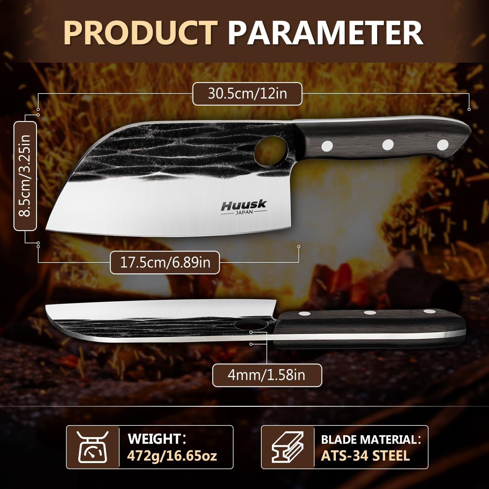 Cuchillo Huusk serbio para cortes de carne y guarniciones