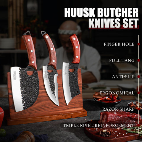 Huusk cuchillo serbio en mano, ergonomía y equilibrio.