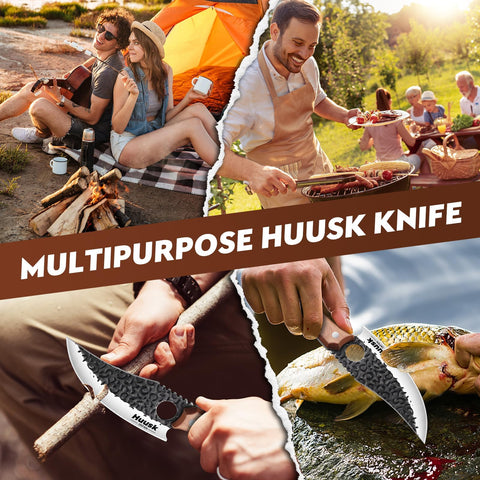 Huusk Cuchillo Vikingo: funda de cuero incluida para almacenamiento seguro