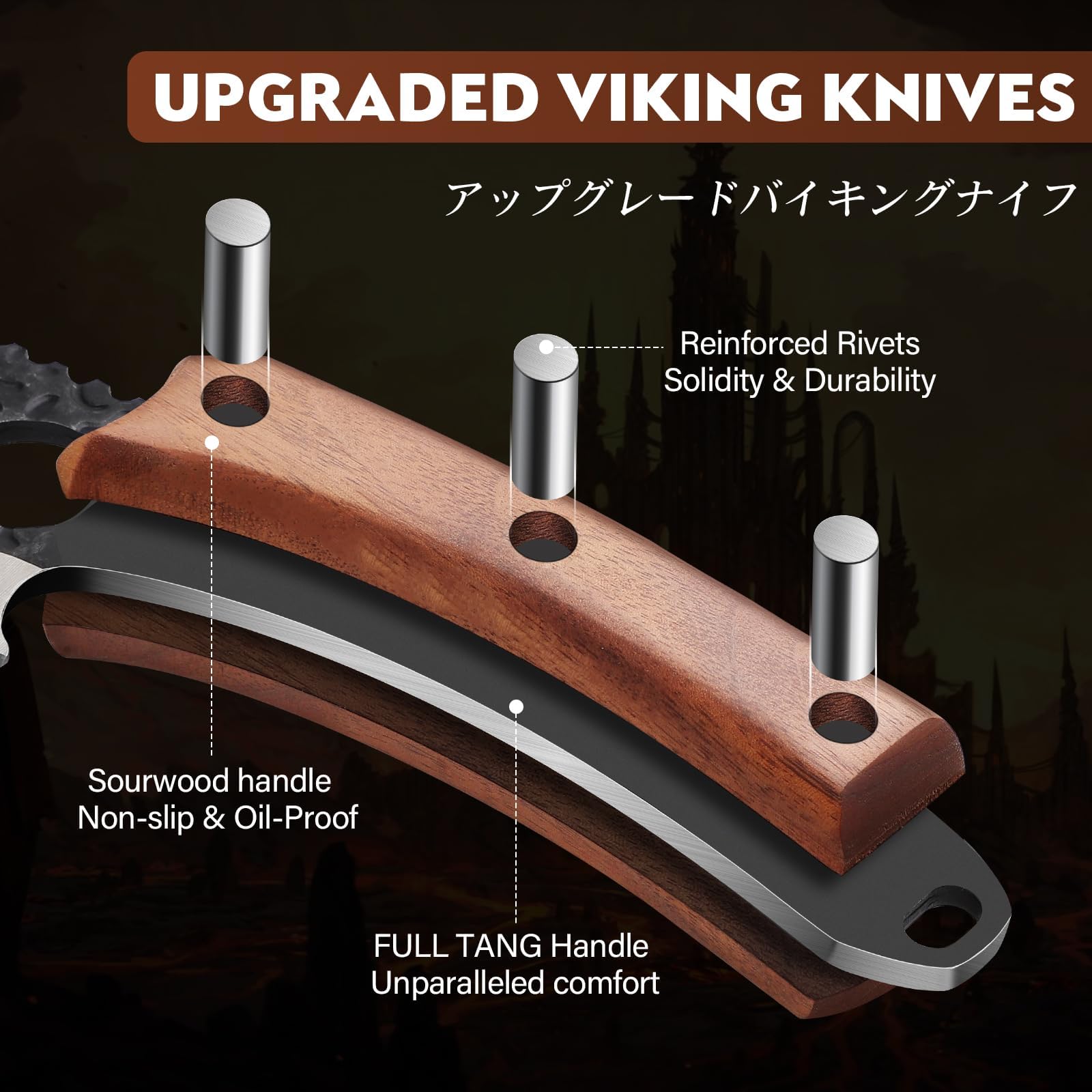 Huusk Cuchillo Vikingo: textura martillada para antiadherencia y limpieza fácil