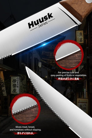 Huusk cuchillos, mango de madera ergonómico para un agarre estable