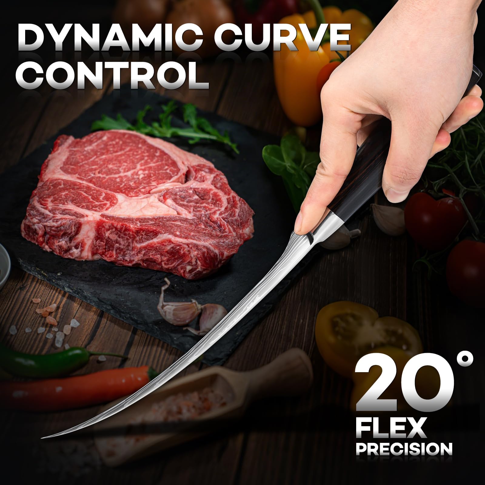 Huusk cuchillo filete para cortar pescado con control en la limpieza de la carne.