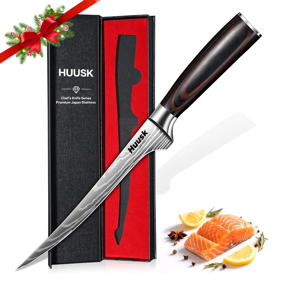 Huusk cuchillo filete para pescado con hoja flexible para filetear con precisión.