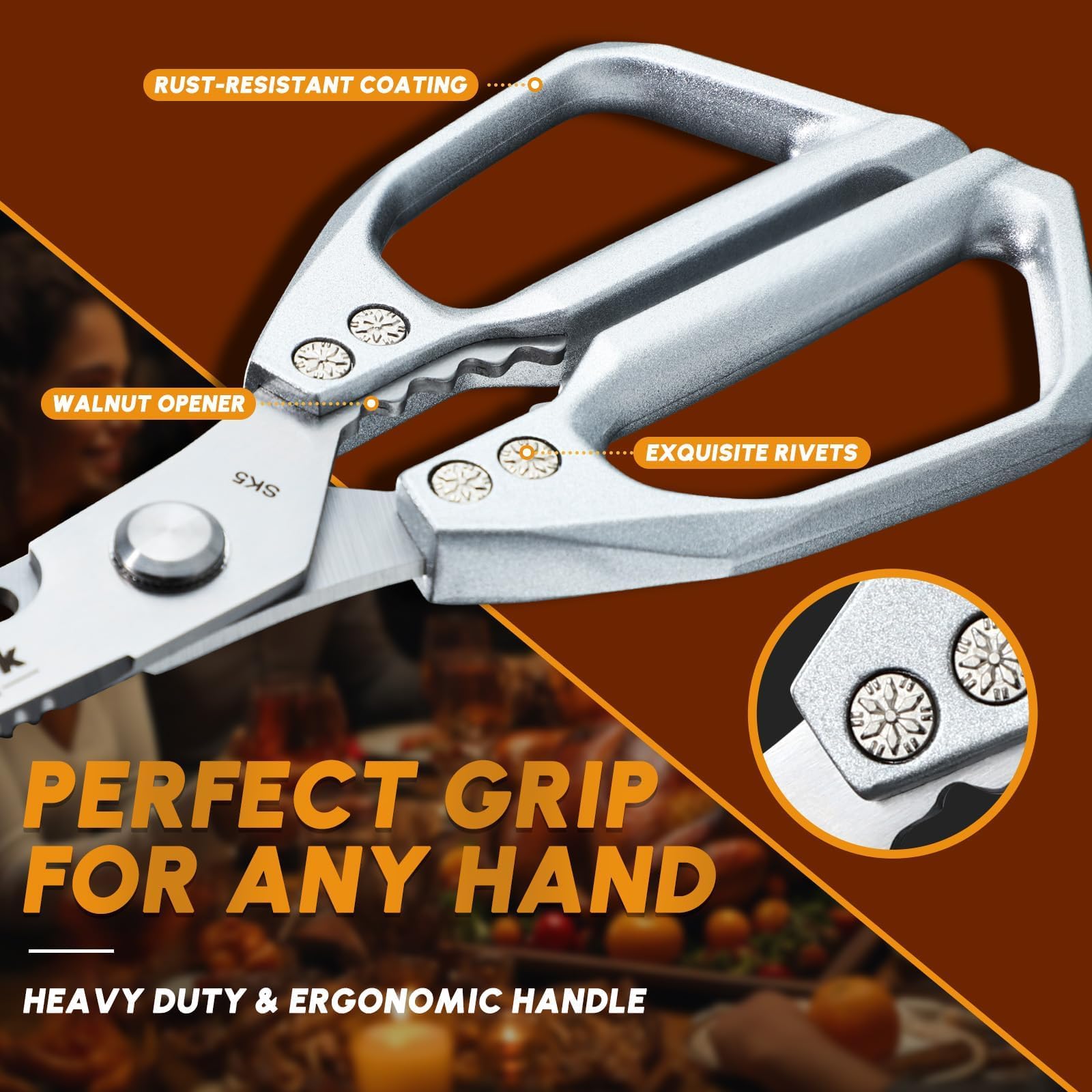 Mango ergonómico Huusk para diestros y zurdos, uso cómodo.