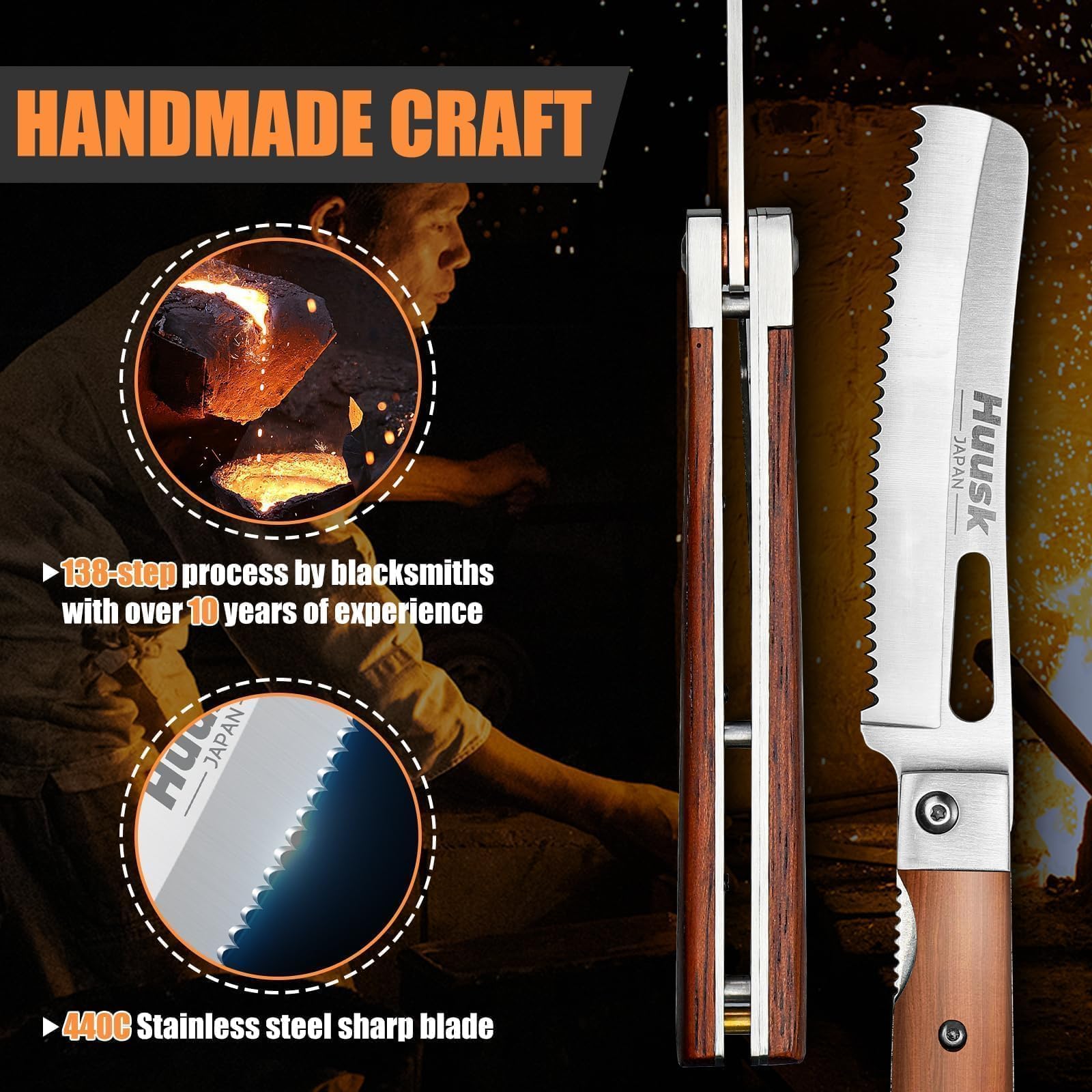 Huusk mango de madera cocobolo brinda agarre cómodo