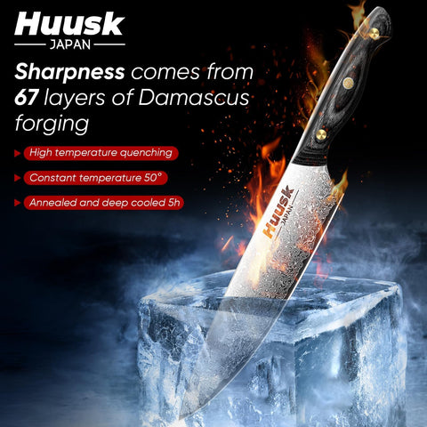 Navajas Huusk santoku VG10 con filo duradero para verduras y carnes.