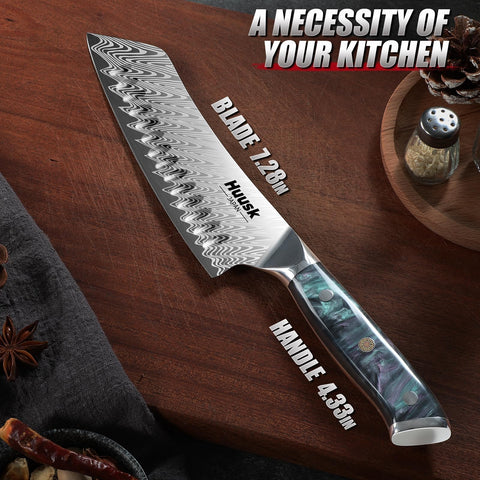 Huusk Santoku 7 pulgadas, caja regalo elegante para Navidad.