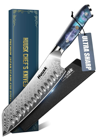 Huusk Santoku 7 pulgadas, hoja afilada para cortes precisos en verduras.