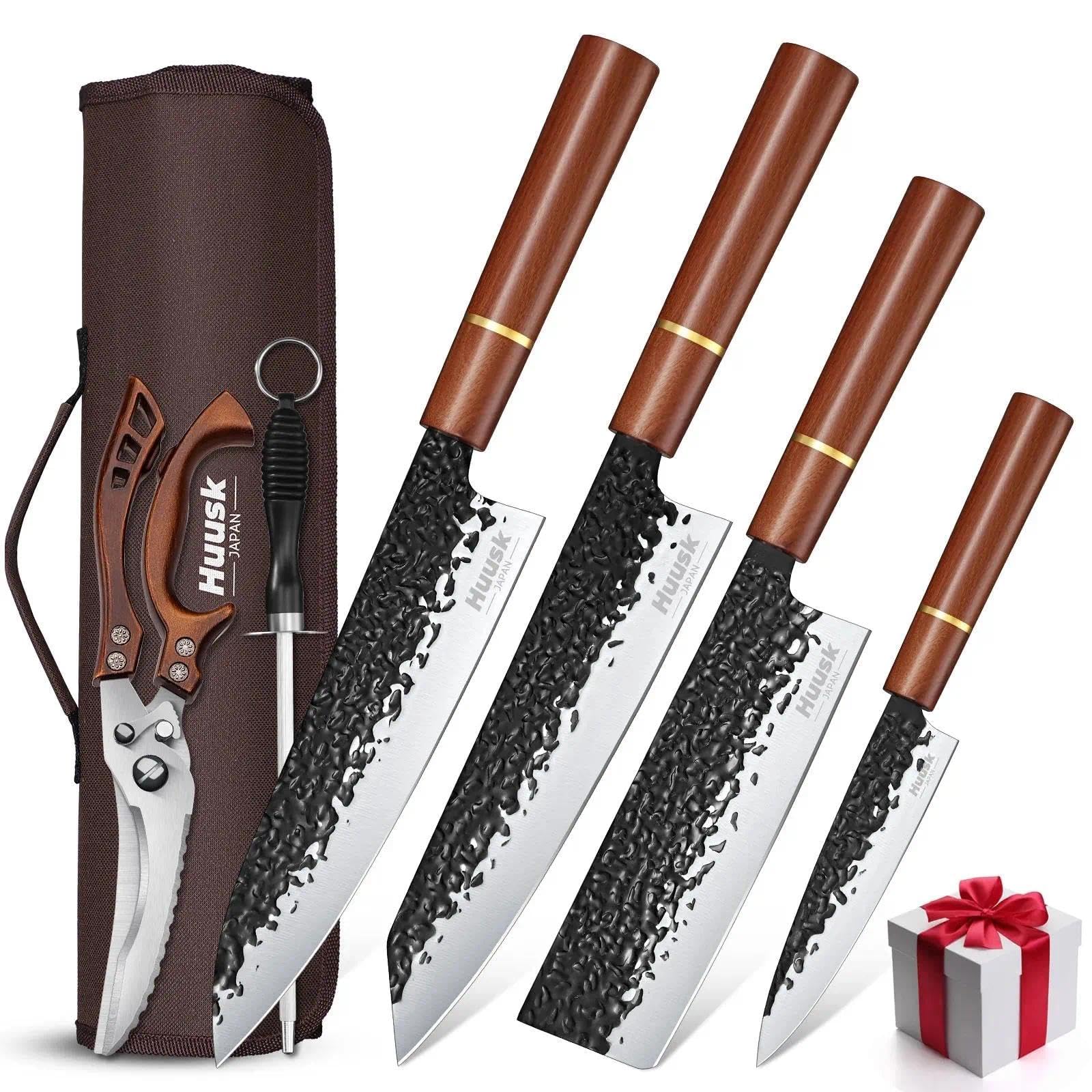 Huusk: set de cuchillos japoneses con cubiertas, ideal regalo para cocineros.