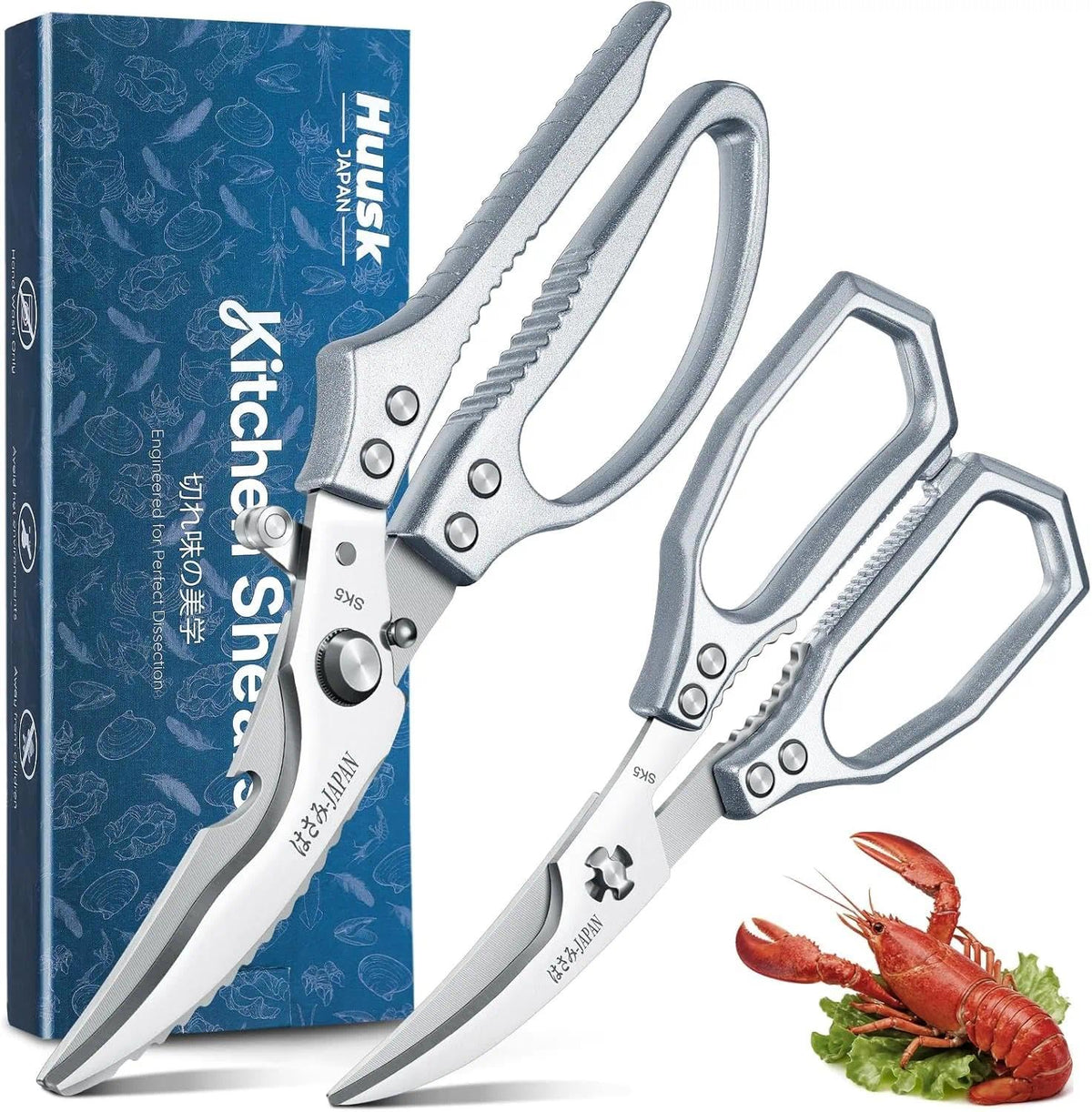 Tijeras de cocina Huusk con acero SK5 para cortar pollo con gran rendimiento.