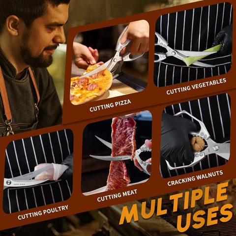 Tijeras Huusk multifunción para carnes y pescados.