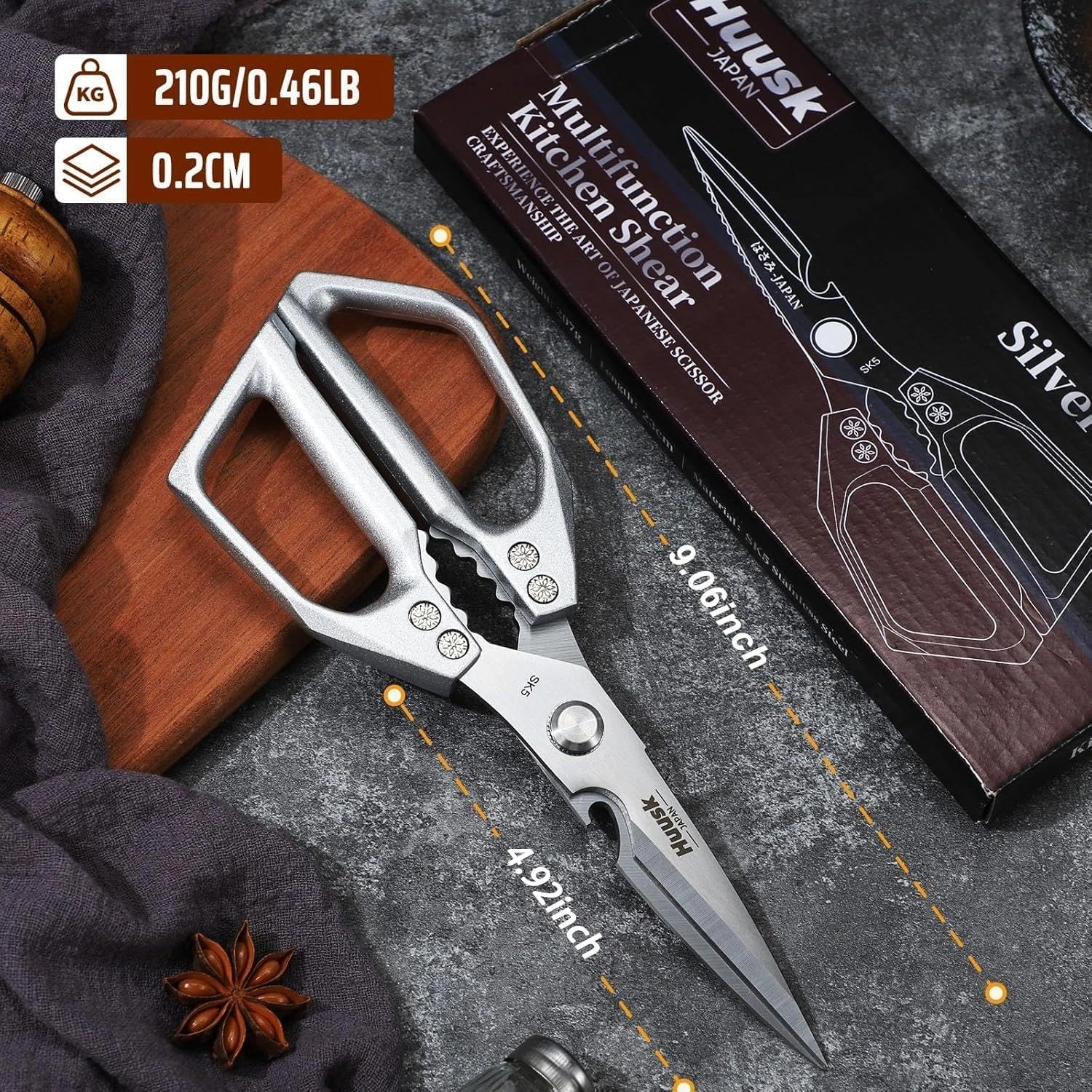 Tijeras de cocina Huusk como regalo práctico para chefs en casa.