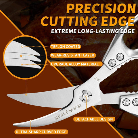 Huusk tijeras para mariscos con filo estilo japonés para cortes limpios.