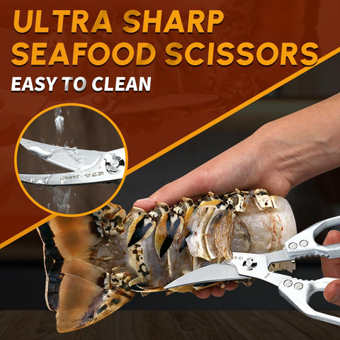 Huusk tijeras para mariscos con diseño ergonómico para uso cómodo.