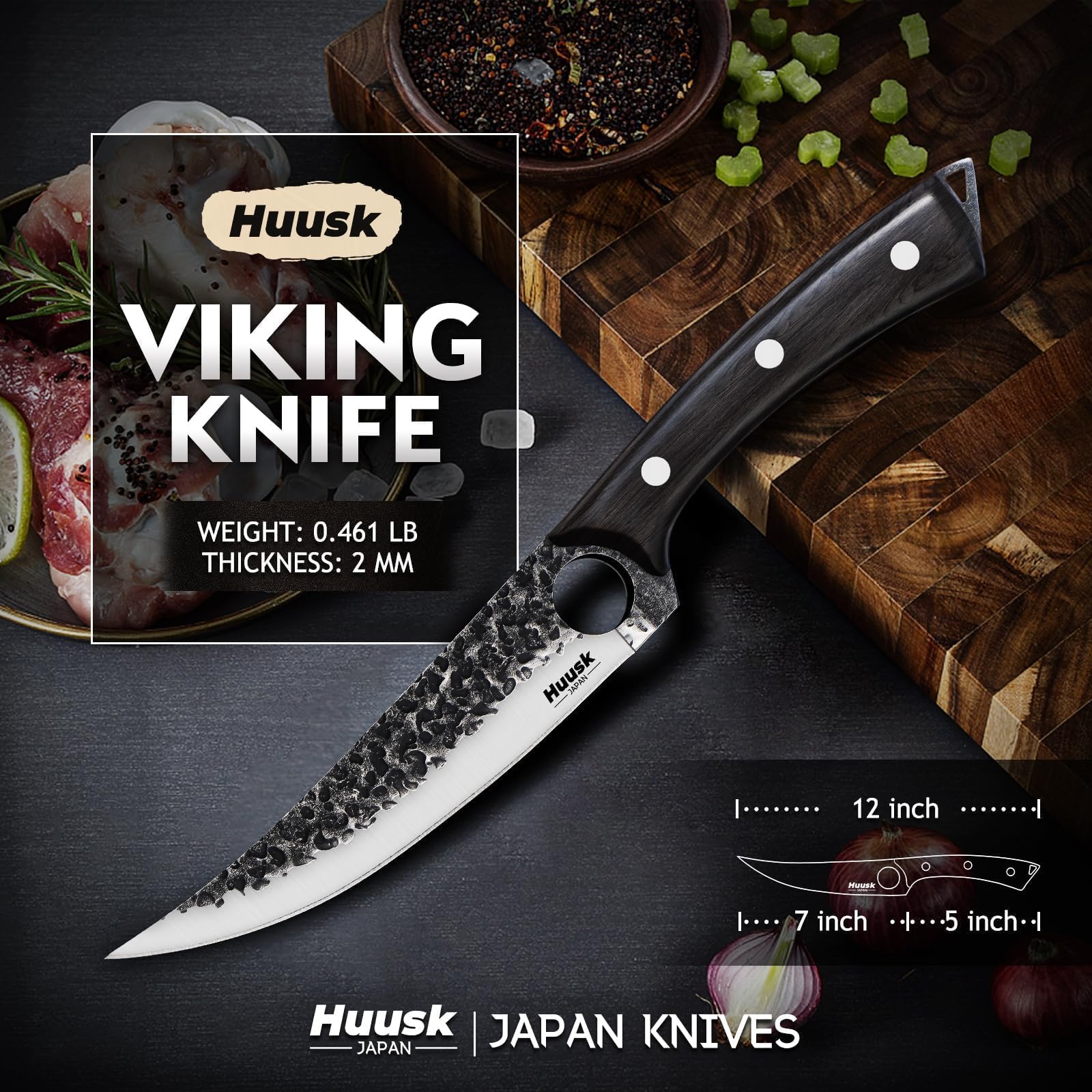 Huusk Viking hoja ATS-34 acero de alto rendimiento
