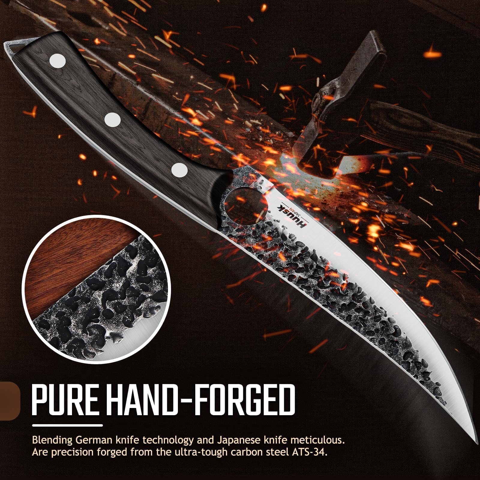 Huusk Viking mango ergonómico de 5 pulgadas para agarre cómodo