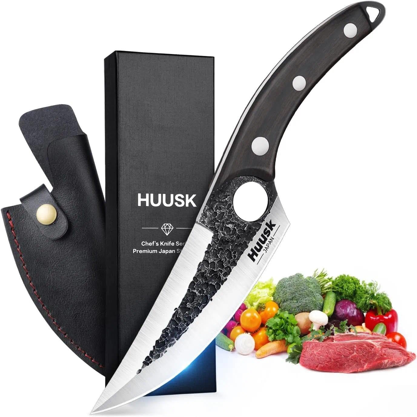 Huusk Viking navaja con hoja afilada para cortes precisos en carne y verduras.