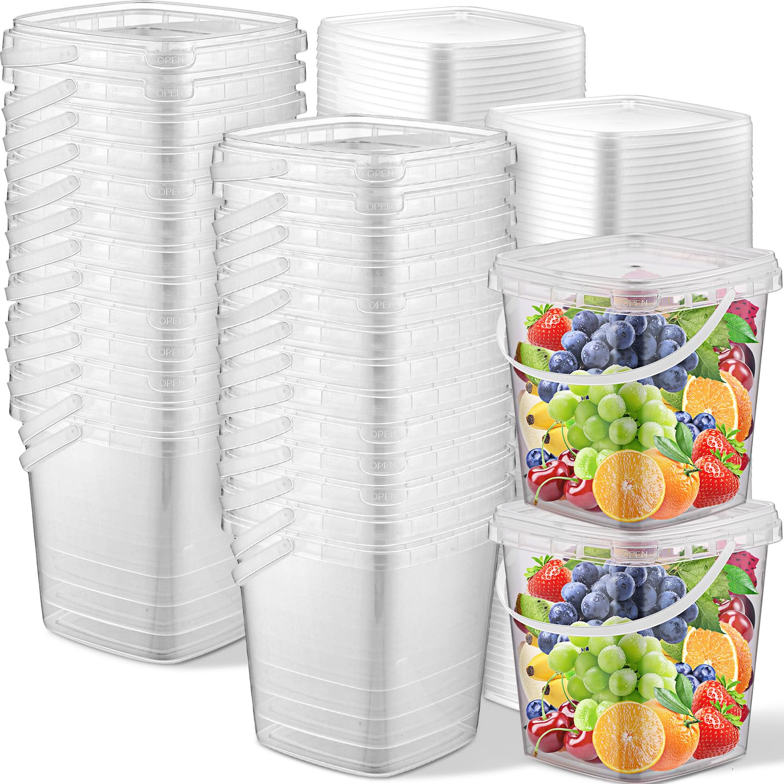 Huwena contenedores deli 32oz con tapa y asa para preparación y transporte de comidas.