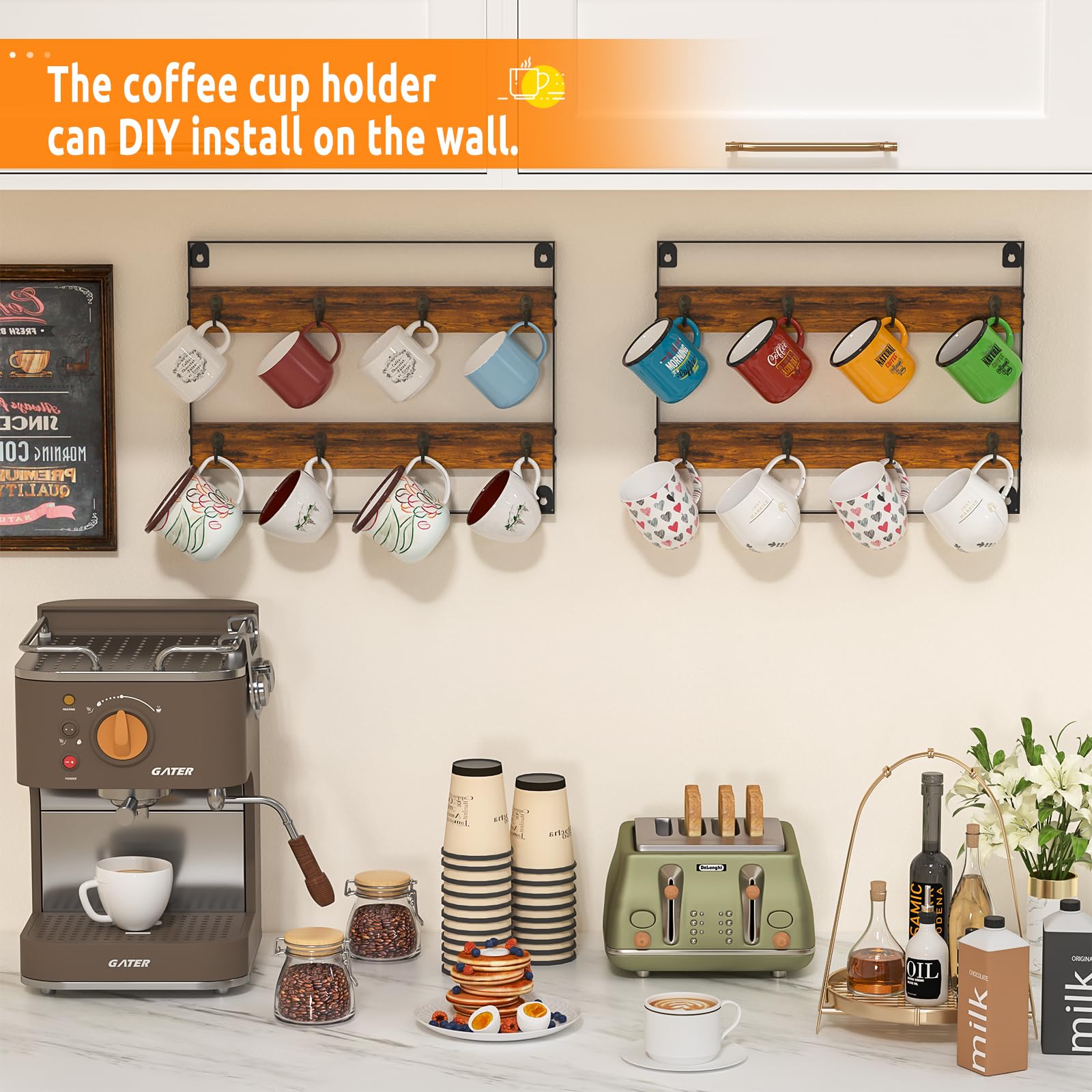 Huxitocan capacidad para 24 tazas, tres estantes, cocina organizada.