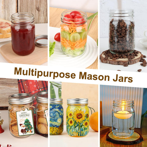 HWASHIN jarras mason 12oz para manualidades, velas y decoraciones personalizadas