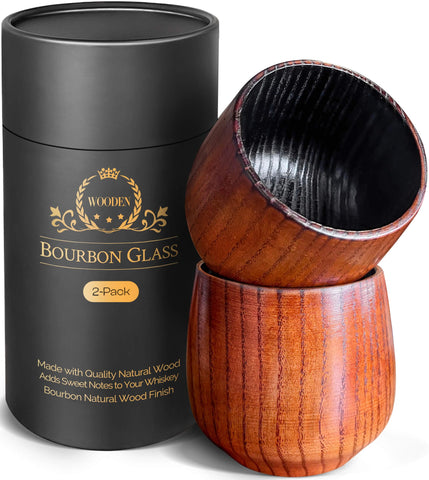 Vaso HWISDMIG de bourbon madera carbonizada, frente, diseño único para degustación elegante