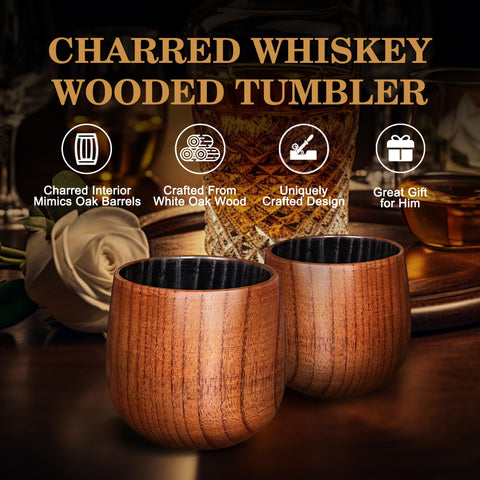 Conjunto de dos copas HWISDMIG para bourbon con acabado carbonizado.