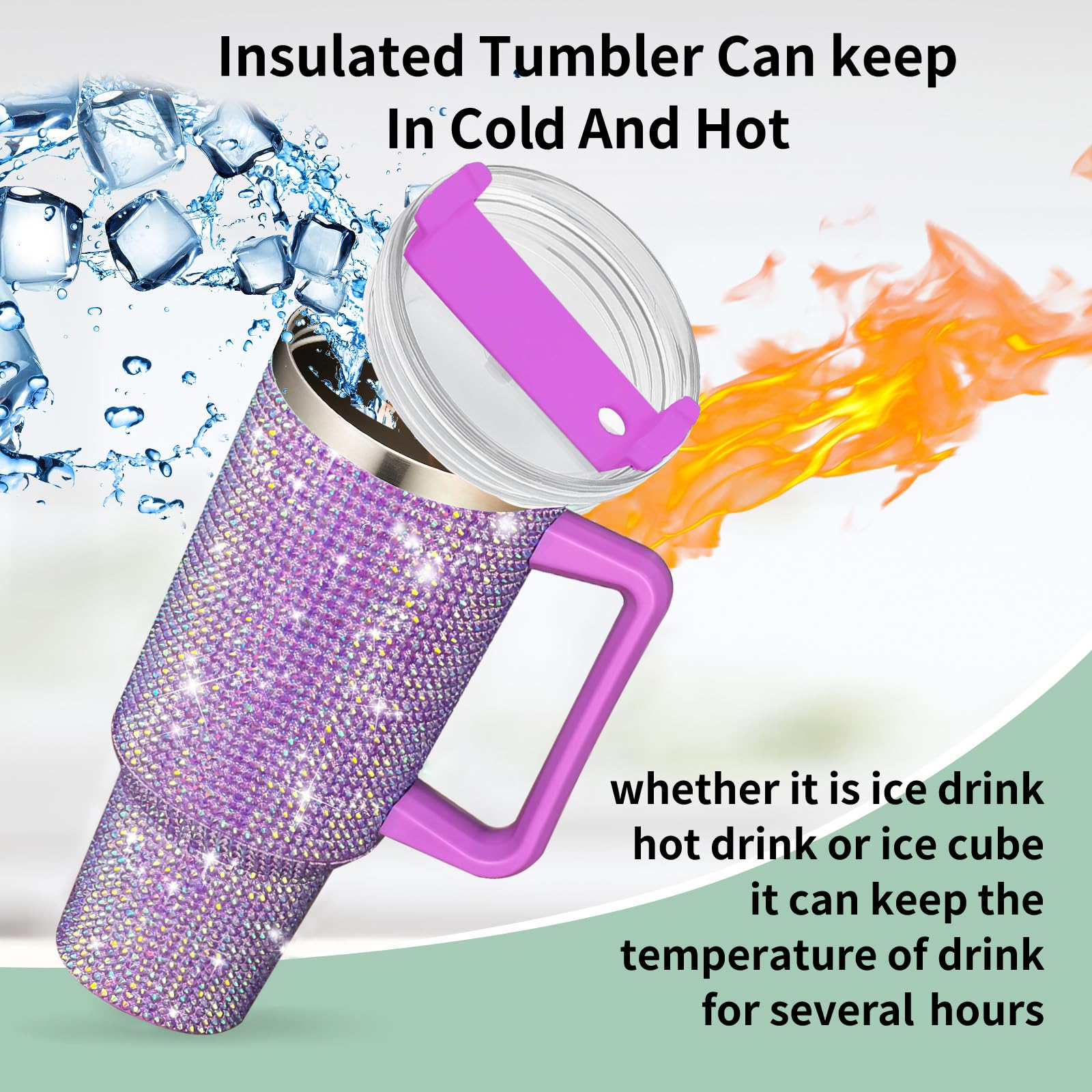 HWISDMIG tumbler diamantes bling, color lila, añade estilo a cualquier momento.