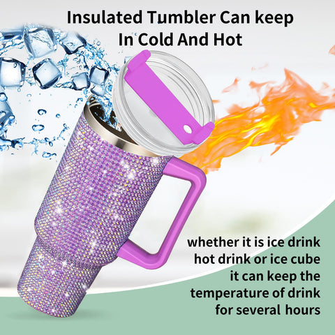 HWISDMIG tumbler diamantes bling, color lila, añade estilo a cualquier momento.