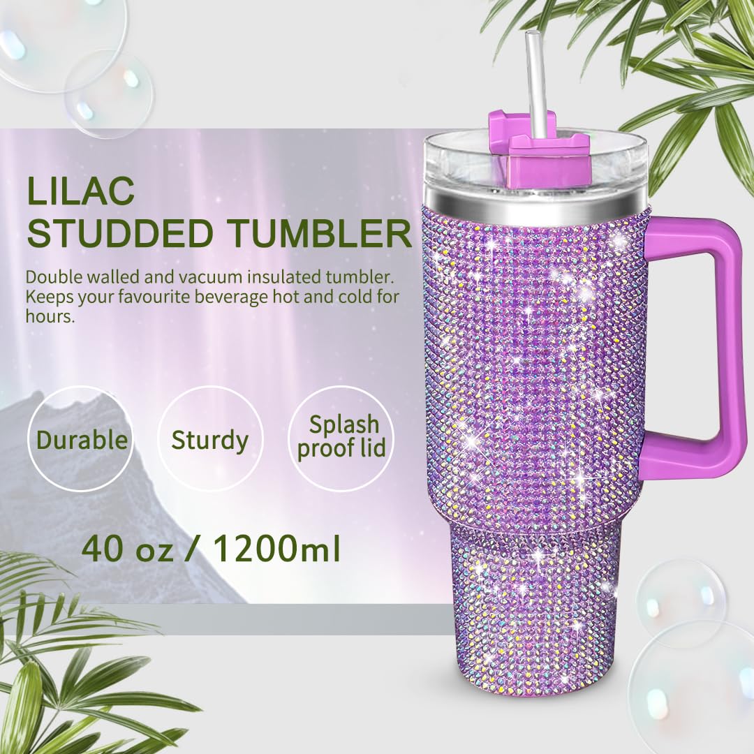 HWISDMIG tumbler con tapa y pajilla brillos, listo para uso diario sin derrames.