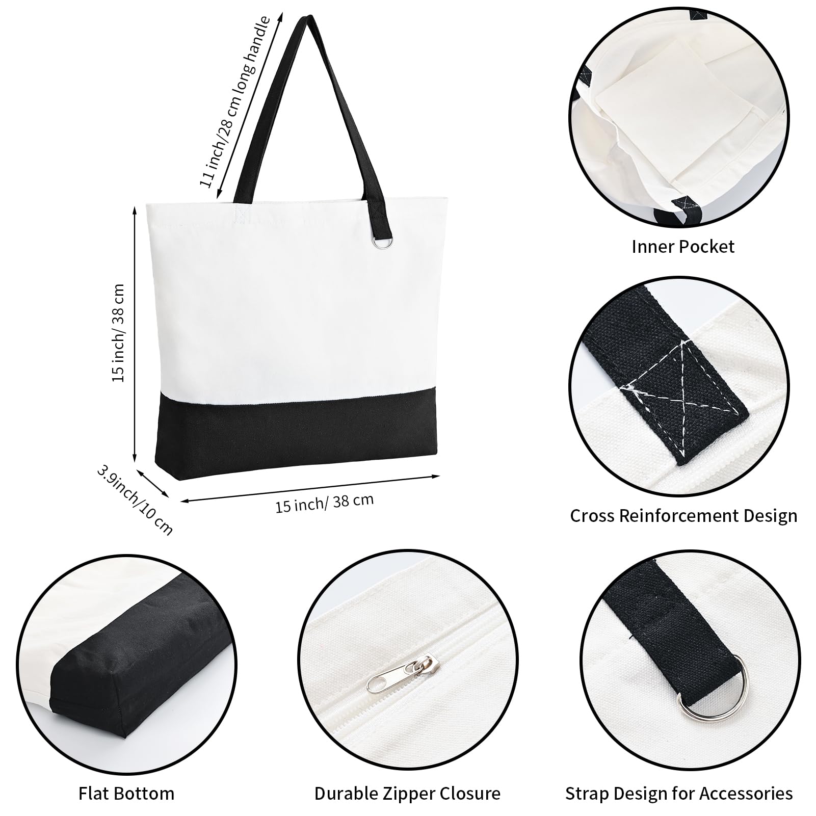 HWJH tote base amplia y resistente, soporta cargas diarias.