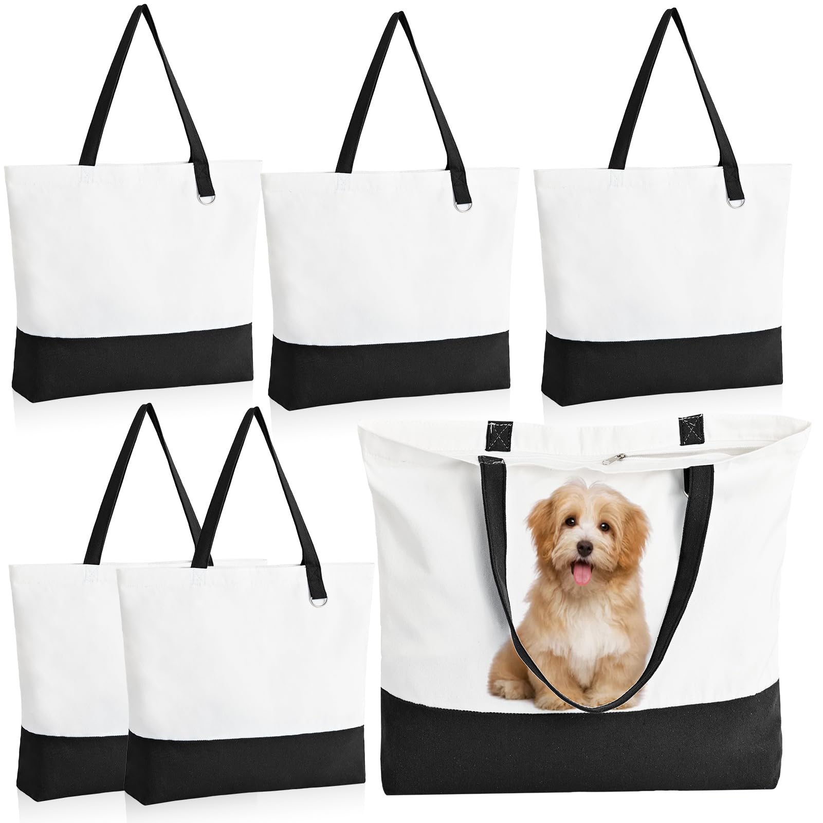 HWJH tote de lona con conjunto 6 y cremallera, ideal para compras grandes.