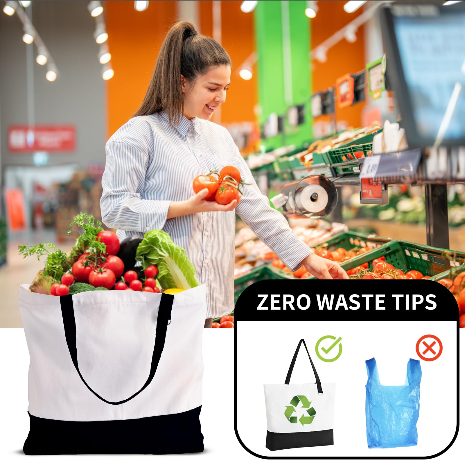 HWJH tote uso diario, ligero y cómodo para compras.