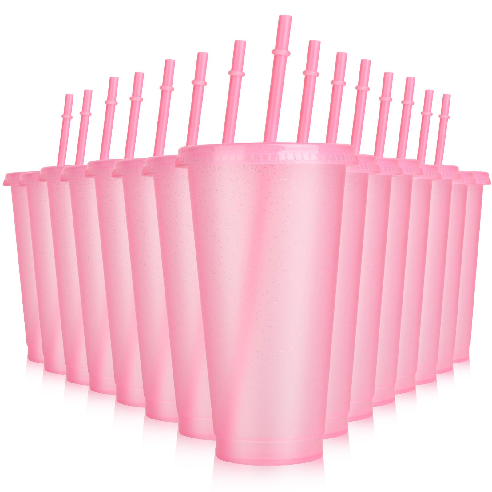 Hxezoc copa glitter rosa claro, ideal para bebidas frías y fiestas.