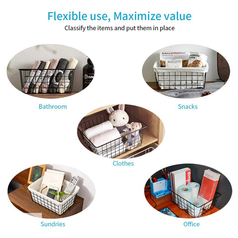 HXSEMAYIG cesta-metal-dimensiones-11x8-6x4-7, diseño compacto para estantes.