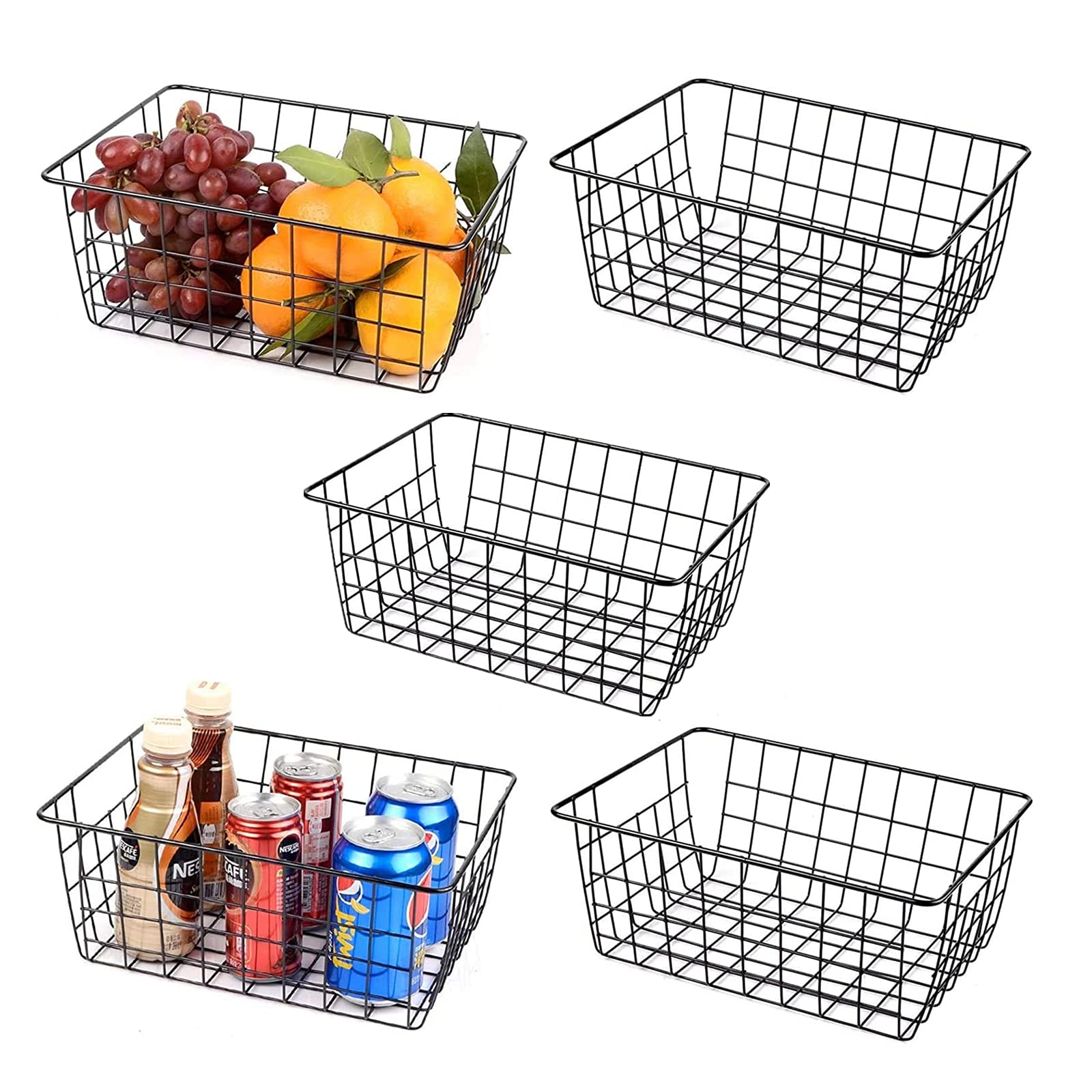 HXSEMAYIG cestas de almacenamiento negras para despensa, fácil acceso a ingredientes.