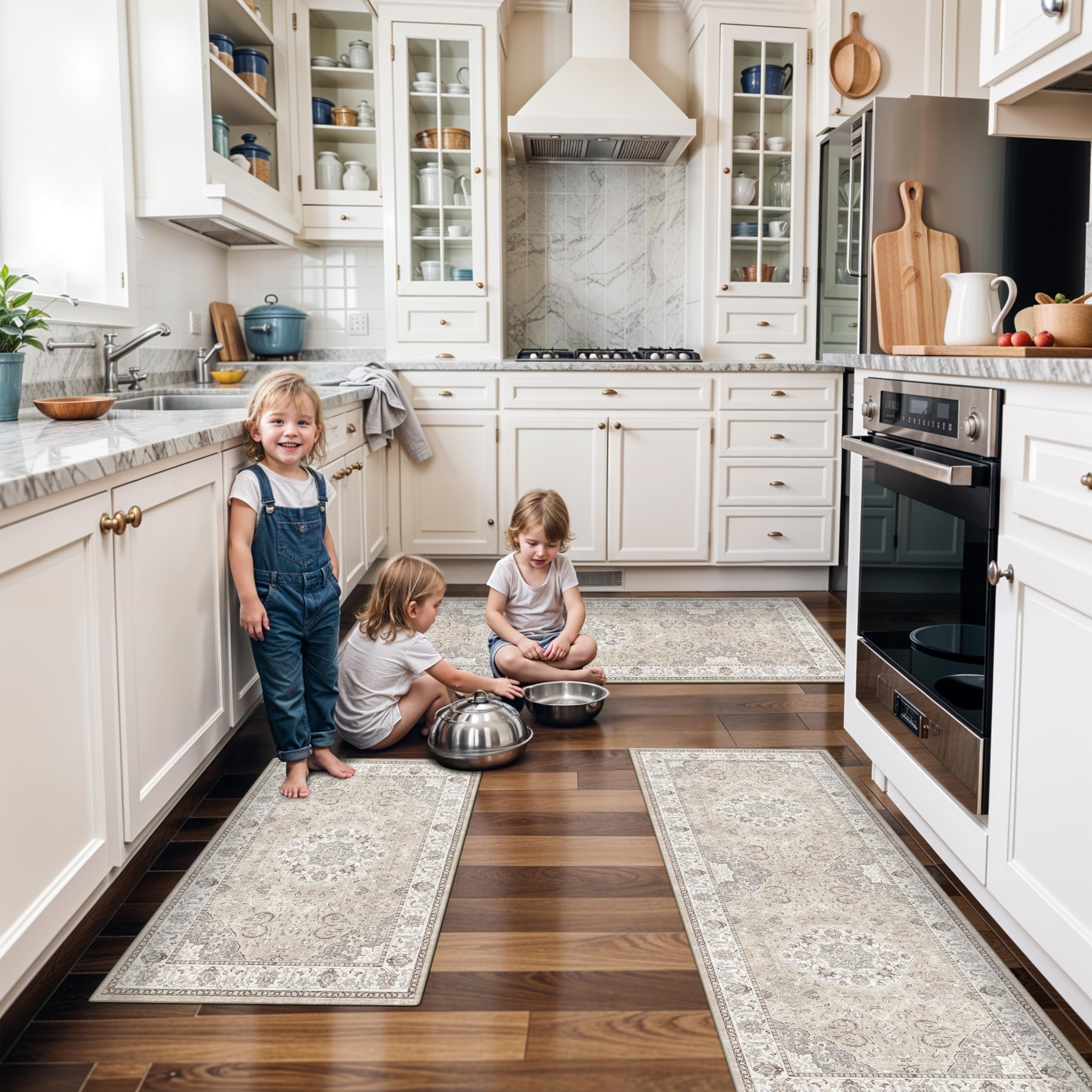 HY HAO YUN LAI conjunto de alfombras de cocina 4 piezas lavables para limpieza rápida.